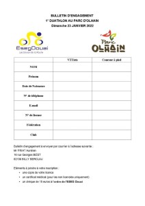 BULLETIN D'INSCRIPTION DUATHLON OHLAIN