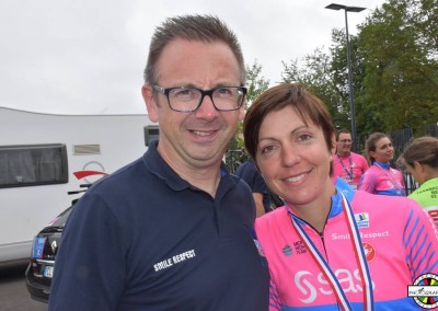 Avec Marjolaine Bazin, 3ème au Championnat de France dames à St Omer. J'ai l'occasion de diriger Marjo sur des courses UCI.