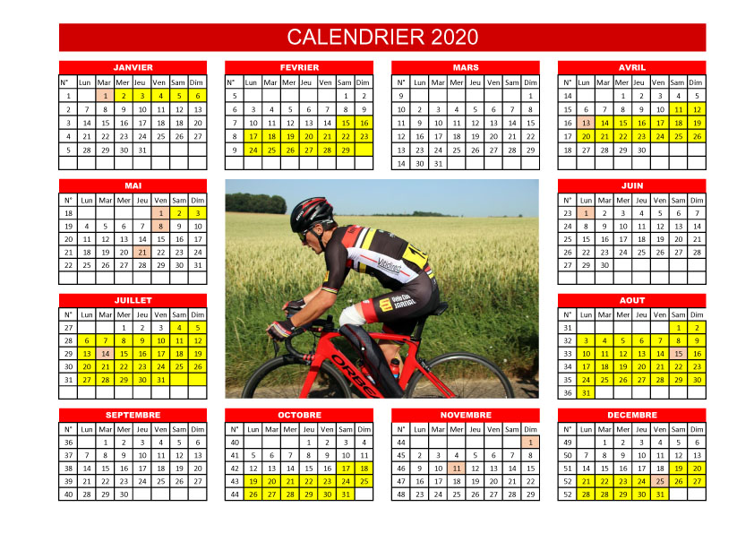 Calendrier personnalisé VELODOM